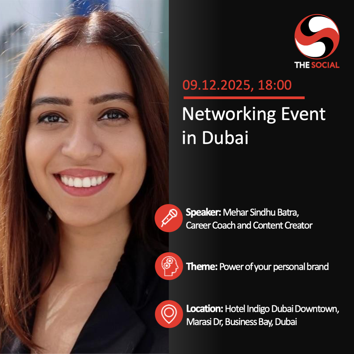 DEC 9 "THE SOCIAL" IN DUBAI - PHYSICAL EVENT TICKET